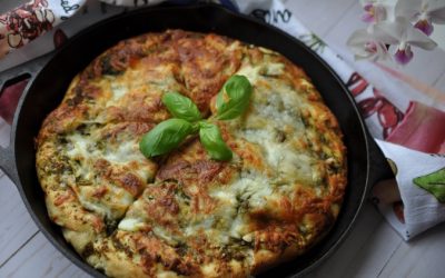Pesto Focaccia Bread with Mozzarella Cheese
