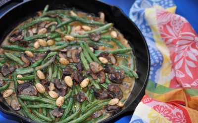 Baked String Beans with Mushrooms & Roasted Garlicy Almonds