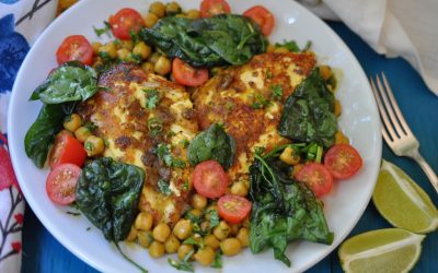 Spicy Chicken Breast with Chickpeas and Crispy Fried Spinach