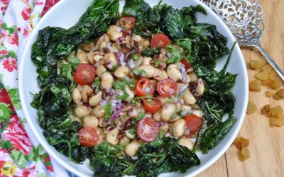 Tangy Spicy White Beans ‘Chaat’ with Crispy Spinach
