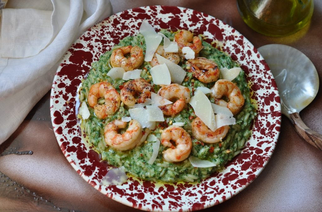 Creamy Spinach, Shrimp and Besler Pasta