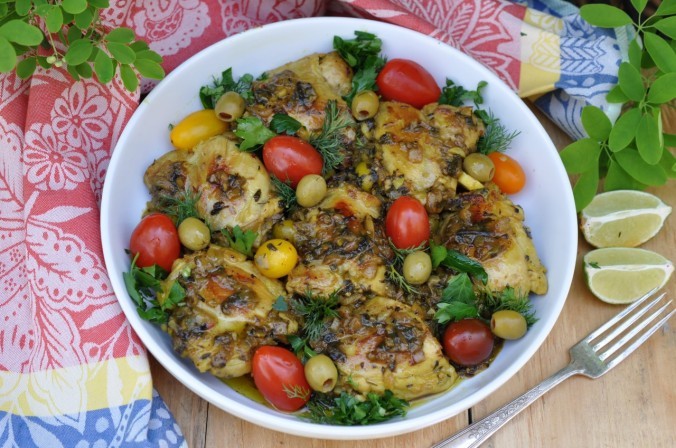 Moroccan Style Chicken with Olives and Herbs