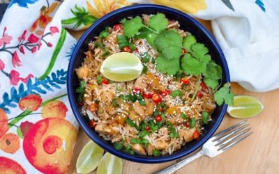 Spicy Kimchi Chicken Fried Rice with Coconut Milk