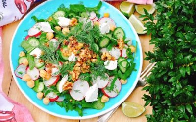 Radish Salad with Labneh, Walnuts, and Chickpeas