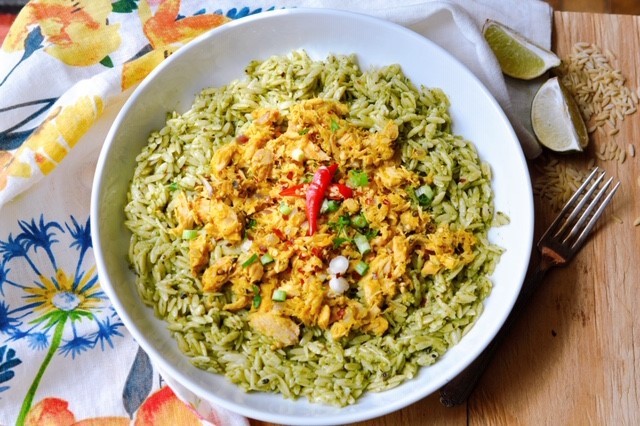 Basil Pasto Pasta With Spicy Tuna